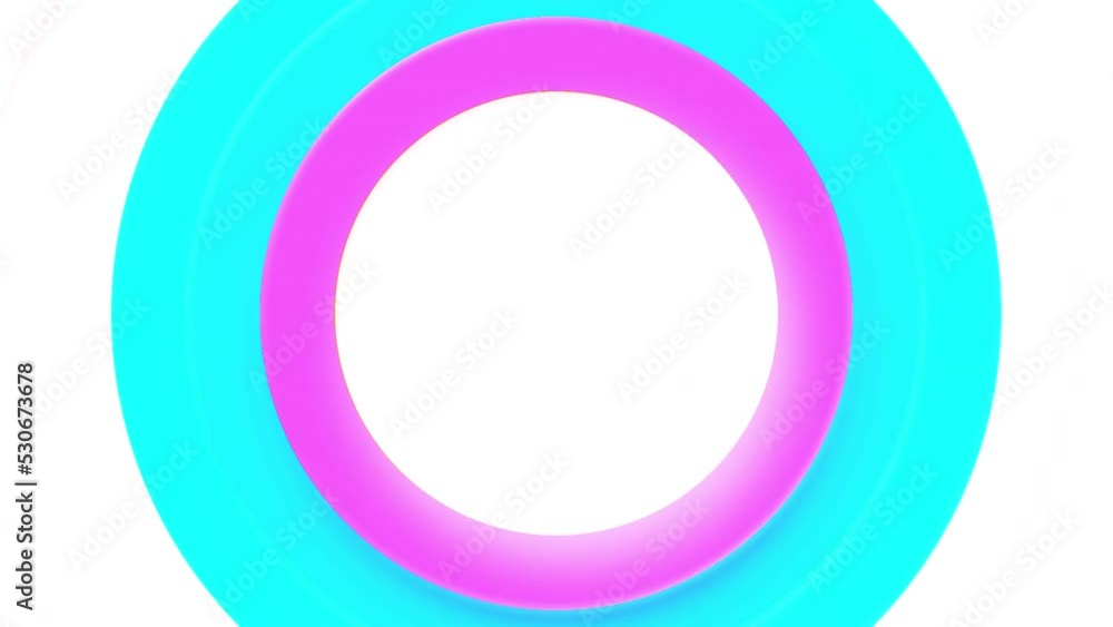 Poster Background of pulsating colored rings. Motion. Colored circles pulsate in slow rhythm. Background of colored circles moving centrally and pulsating
