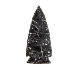 VIntage stone obsidian arrowhead isolated.