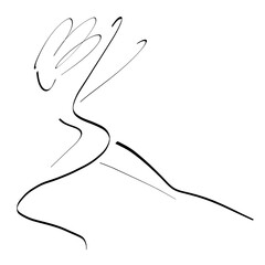 Obraz premium abstract creative image of a young woman doing sports, black outline on a white background