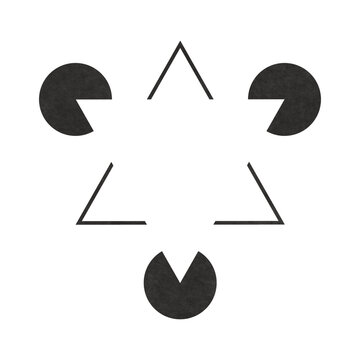 Optical illusion known as the Kanizsa Triangle Illusion