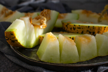 Juicy melon on old background