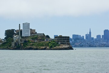 Fototapeta na wymiar Alcatraz Island Docks Alcatraz Island Water Sky Building