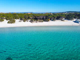 Aerial view of the turquoise water in Maria Pia beach