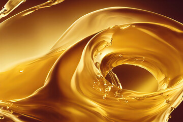 Abstract dripping honey background, texture of golden honey, waves and drops, 3d illustration