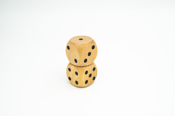 two dice on top of each other with the numbers one, two, three, four and five visible