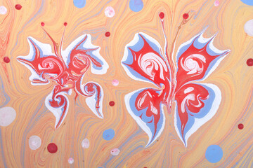 Ebru marbling effect surface pattern design for print