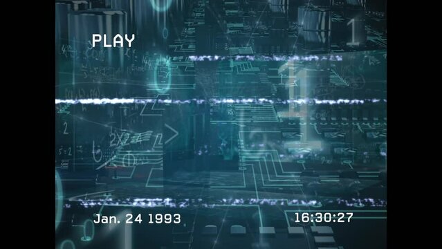 Animation of interference and data processing over computer circuit board