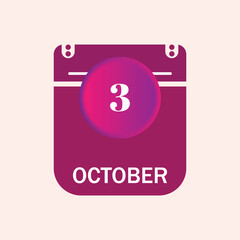 3 october, october calendar icon with date
