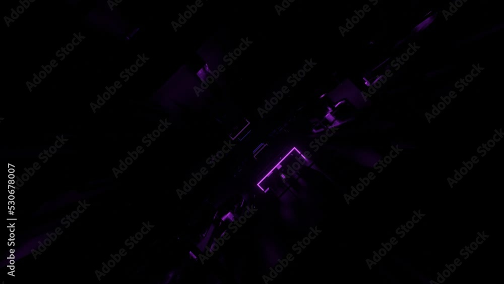 Poster neon flash light structures. hi-tech neon sci-fi tunel. trendy neon glow lines form pattern and cons
