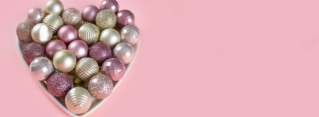 Christmas background. Christmas toy. Christmas card. Festive Flat lay. Banner. Copy space