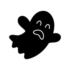 Scary ghost glyph icon. Happy halloween design. Season october holiday. Isolated vector stock illustration