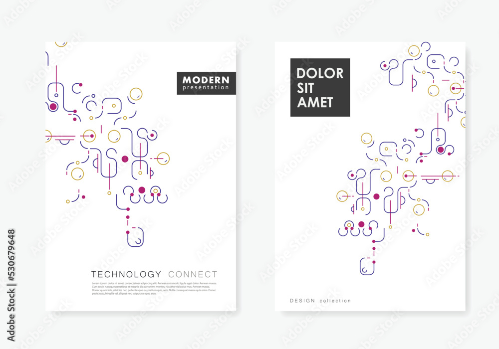 Leinwandbilder Cover brochure with geometric connect shapes. Document concept. Modern minimal style. Business card. Vector abstract presentation concept. Minimal poster template