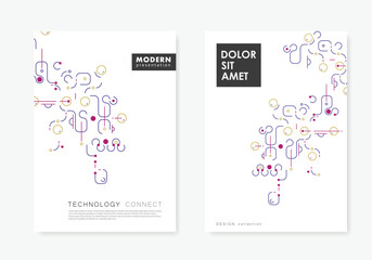 Cover brochure with geometric connect shapes. Document concept. Modern minimal style. Business card. Vector abstract presentation concept. Minimal poster template