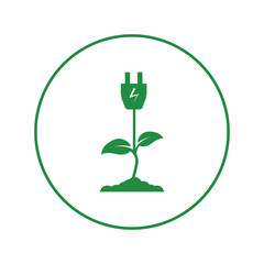 Ecology energy plug plant icon | Circle version icon |