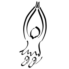 person prays to God, kneeling, like a flame striving upward, black outline