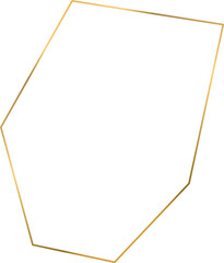 Gold geometrical polyhedron, art deco style, luxury templates, decorative pattern, modern abstract elements, isolated on transparent background.