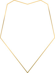 Gold geometrical polyhedron, art deco style, luxury templates, decorative pattern, modern abstract elements, isolated on transparent background.