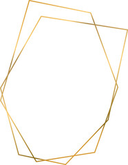 Gold geometrical polyhedron, art deco style, luxury templates, decorative pattern, modern abstract elements, isolated on transparent background.