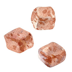 Watercolor illustration of sugar cubes isolated on white background.