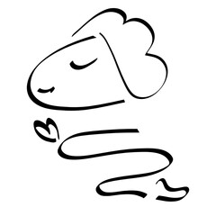 smiling kid praying to god on his knees, with faith and gratitude, abstract black symbol