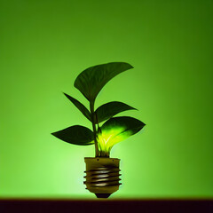 Fototapeta na wymiar Natural energy concept. Light bulb with small plant inside. Eco green energy concept. 3d