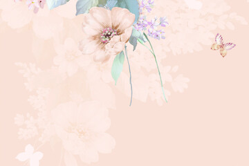 Watercolor flower rose peony butterflypainting, elegance, watercolor, insect, ornamental, petal,...