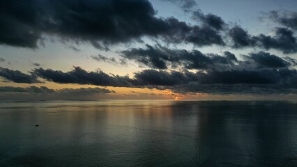 Beautiful view of a sea during the last moments of a gloomy sunset