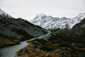 Naklejka na ściany i meble New Zealand Mount Cook. Hooker valley track.