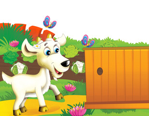 cartoon scene with different farm ranch animals illustration for children
