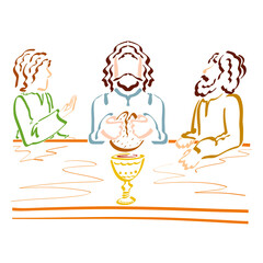 Lord Jesus Breaks the Bread, Eating the Lord's Supper with the Apostles
