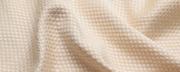 Texture of beige fabric, closeup view