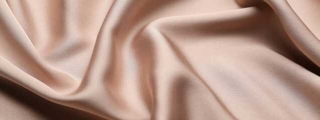 Texture of beige fabric as background, closeup
