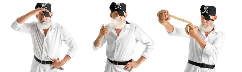Set of old pirate isolated on white