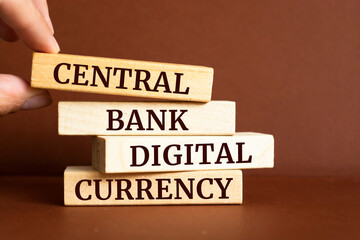 Wooden blocks with words 'Central Bank Digital Currency'.