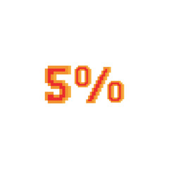 5 Percent with pixel art on white background.
