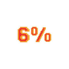 6 Percent with pixel art on white background.