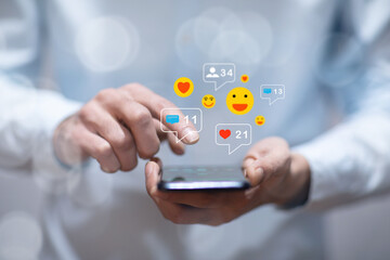 icons notifications from social networks on the virtual screen.