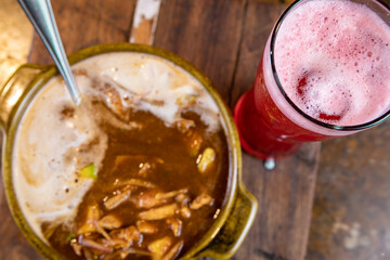 Typical colombian food, tortilla soup with chicken