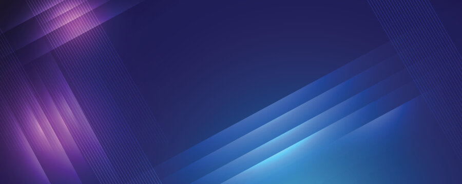 Abstract modern blue background with bright elements, parallel lines and geometric shape in vector illustration. 