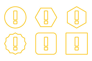Exclamation mark, Attention sign, Caution icon, Hazard warning symbol, vector mark symbols Yellow style. Exclamation mark Icon Set.