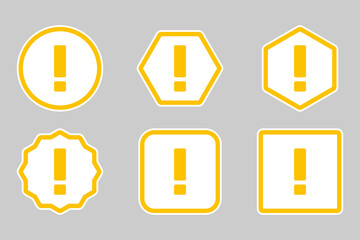 Exclamation mark, Attention sign, Caution icon, Hazard warning symbol, vector mark symbols Yellow style. Exclamation mark Icon Set.