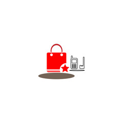 Fototapeta premium shopping phone vector icon illustration bag graduation hat drawing