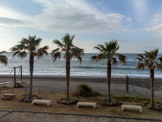 Beaches of Torrox Costa on Costa del Sol, Andalusia, Spain in April. Overwinter is Spain.