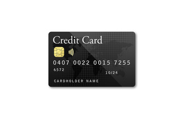 Black Credit Card Mockup. Transparent PNG.