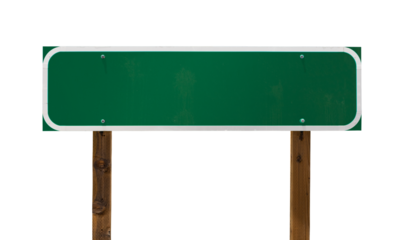 Transparent PNG of Small Blank Green Road Sign Ready For Your Message.