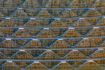 A panorama view across the giant Ancient Chand Baori Stepwell of Abhaneri