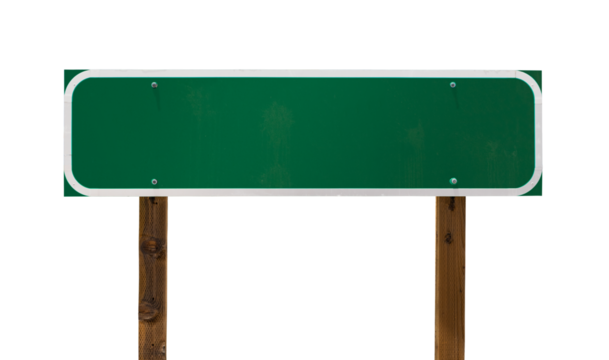 Transparent PNG of Small Blank Green Road Sign Ready For Your Message.