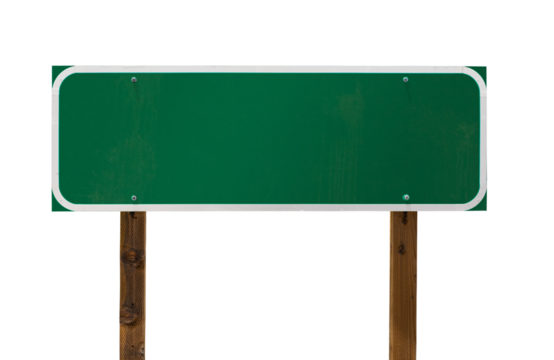 Transparent PNG of Medium Blank Green Road Sign Ready For Your Message.