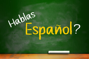 Do you speak Spanish written on chalkboard