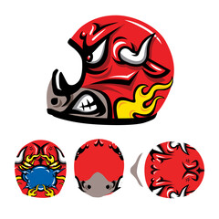 Motorcycle helmet vector angry bull